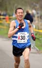 Serod Batochir (Morpeth Harriers) leads the Northern 12 Stage Relay.